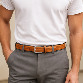 Cinto de Couro Masculino Civano West Caramelo
