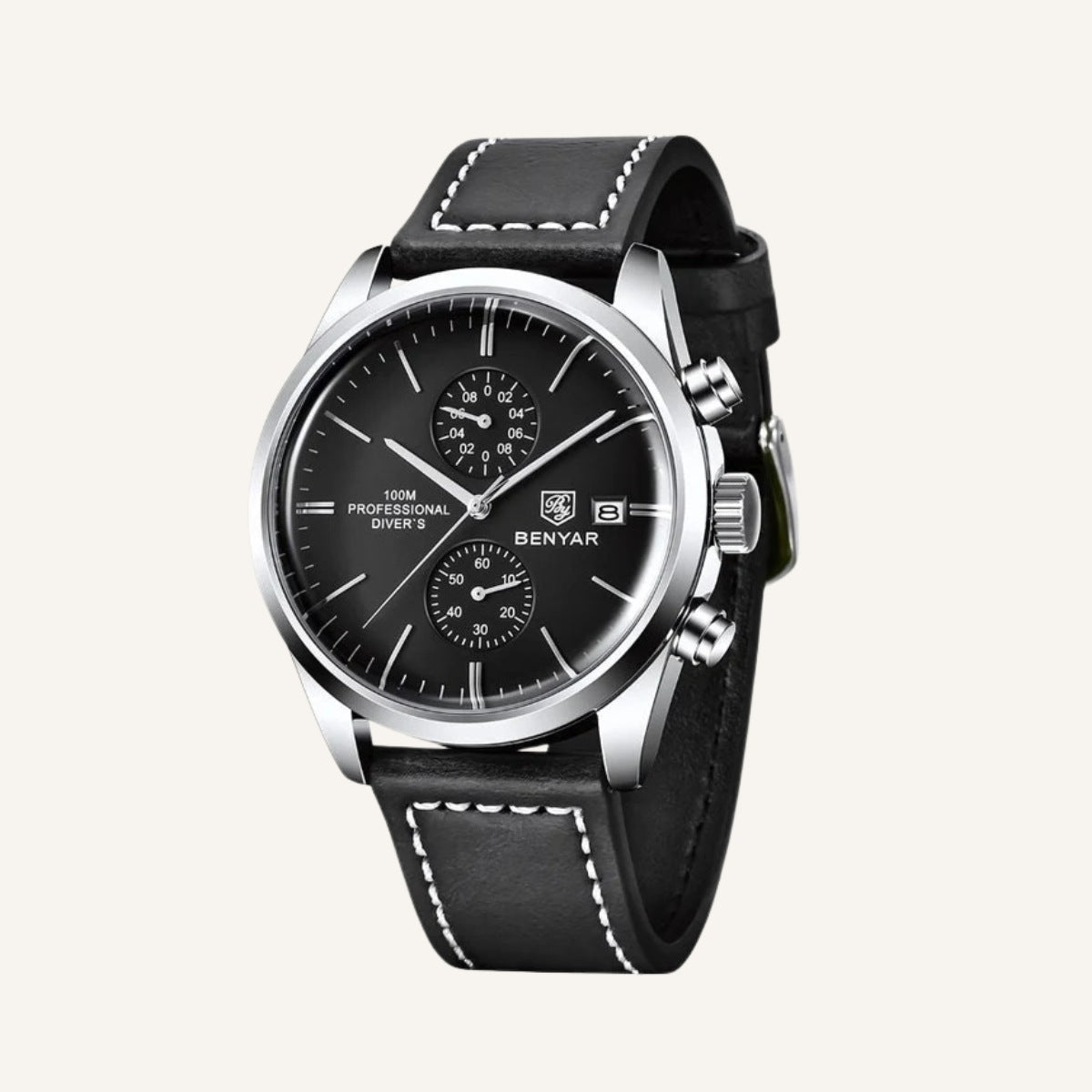 Relógio de Couro Classic Civano preto