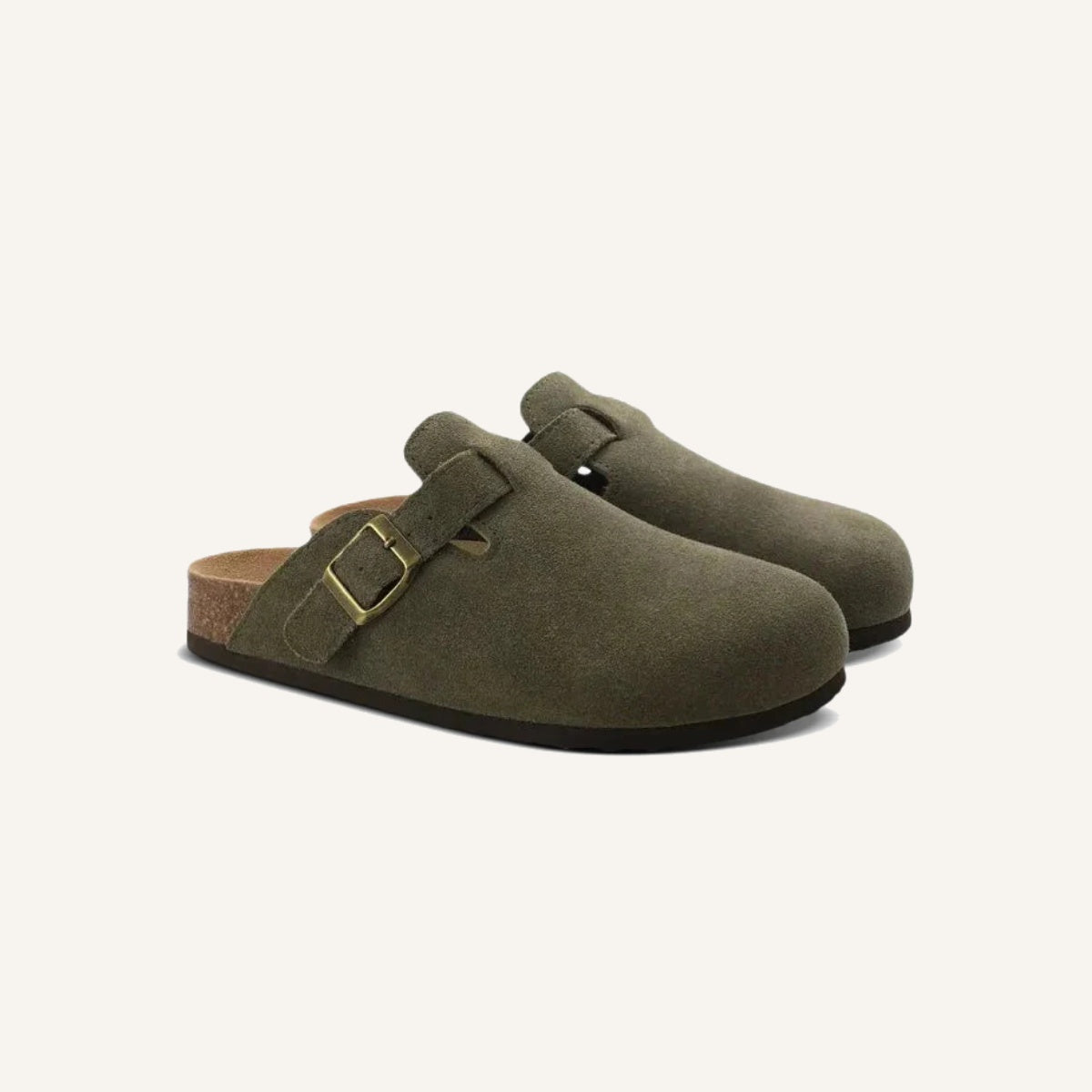 Sandalia Clog de Camurça Portofino bege