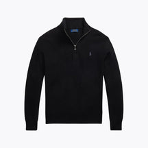 Mesh-Knit Cotton Quarter-Zip Sweater