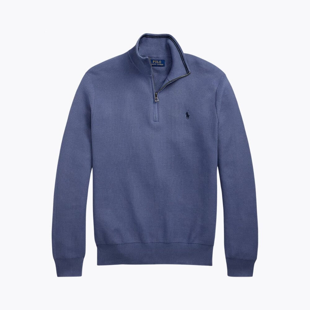 Mesh-Knit Cotton Quarter-Zip Sweater
